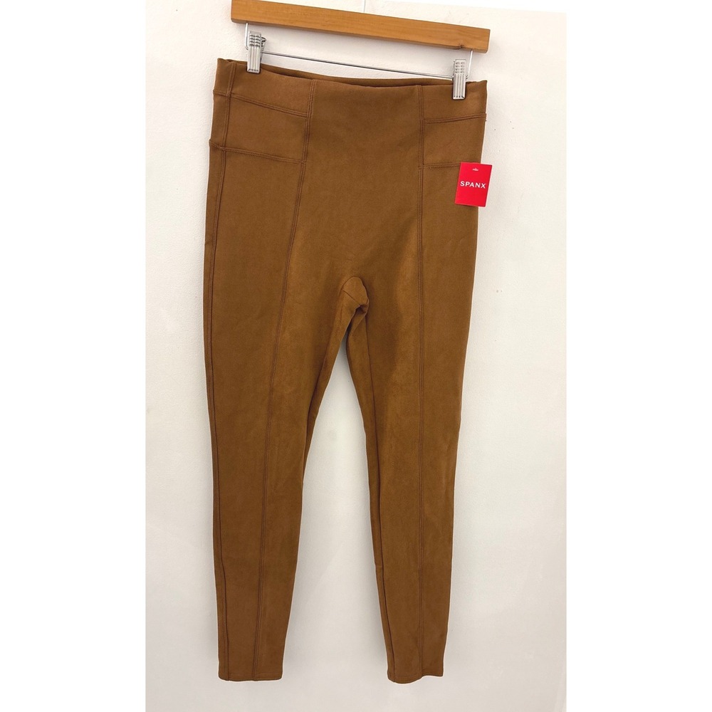 NWT Spanx Faux Suede Leggings Rich Caramel Brown High Rise 20322R Womens Large
